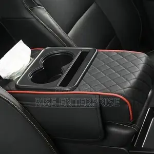 Car Arm Rest Cushion With Cup Holder, Side Storage and Tissue Holder