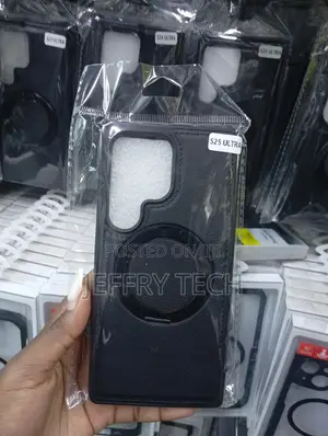Generic Black Leather Magnetic Case for a Samsung Galaxy S24 Ultra.