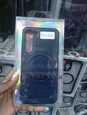 Blue Leather-Textured Case Designed for the Samsung Galaxy S23 Plus