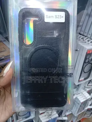 Black, Leather-Style Samsung Galaxy S23+ Phone Case