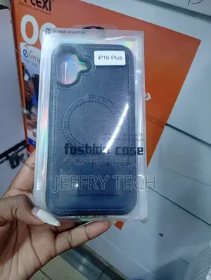 Black Leather-Style Phone Case for the iPhone 16 Plus