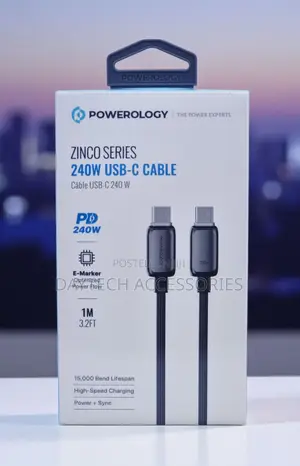 The Powerology Zinco Series 240w Fast Charging Usb-C Cable