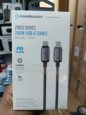 Powerology Fast Charing Zinco Series 240w Usb-C Cable - Dark Gray