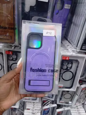 This Is a Fashion Case for an Apple iPhone 12 Made of Purple Leather.