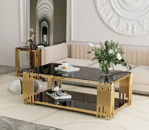 Coffee Table: Rectangle Coffee Table With Fluted Tempered Glass