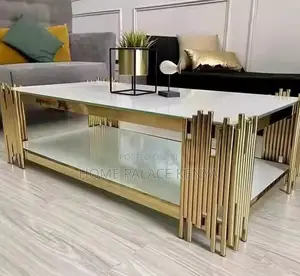 Coffee Table: Rectangle Coffee Table With Fluted Tempered Glass