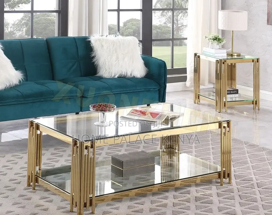 Coffee Table: Rectangle Coffee Table With Fluted Tempered Glass
