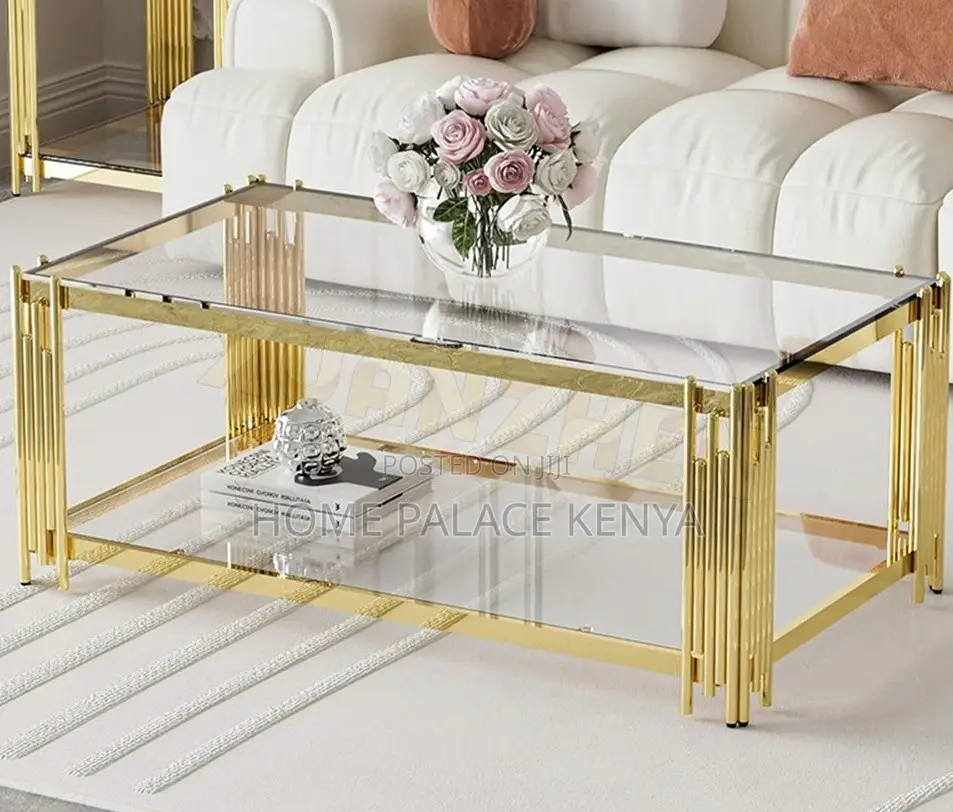 Coffee Table: Rectangle Coffee Table With Fluted Tempered Glass