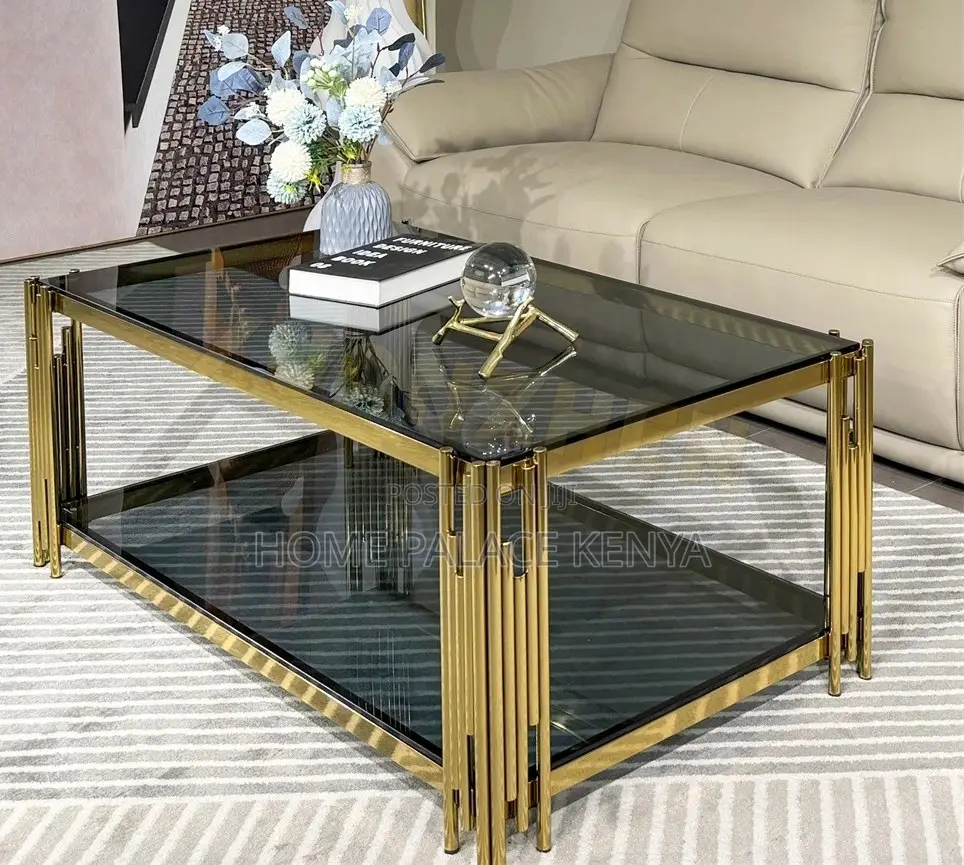 Coffee Table: Rectangle Coffee Table With Fluted Tempered Glass