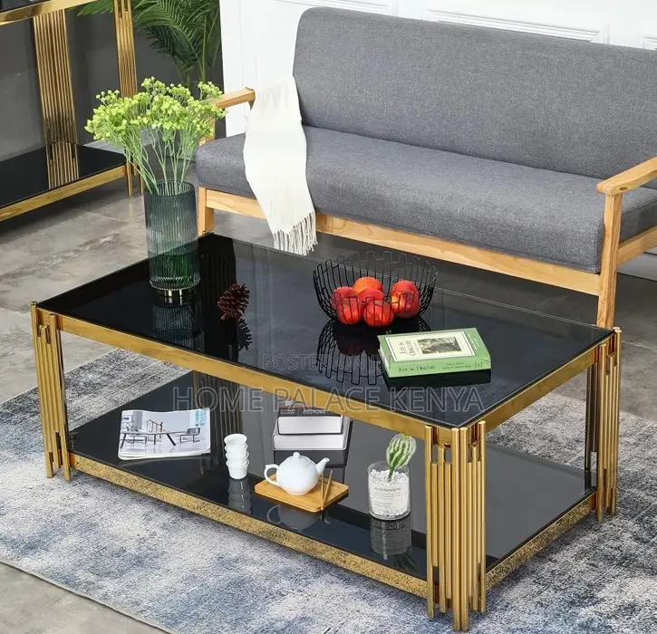 Coffee Table: Rectangle Coffee Table With Fluted Tempered Glass