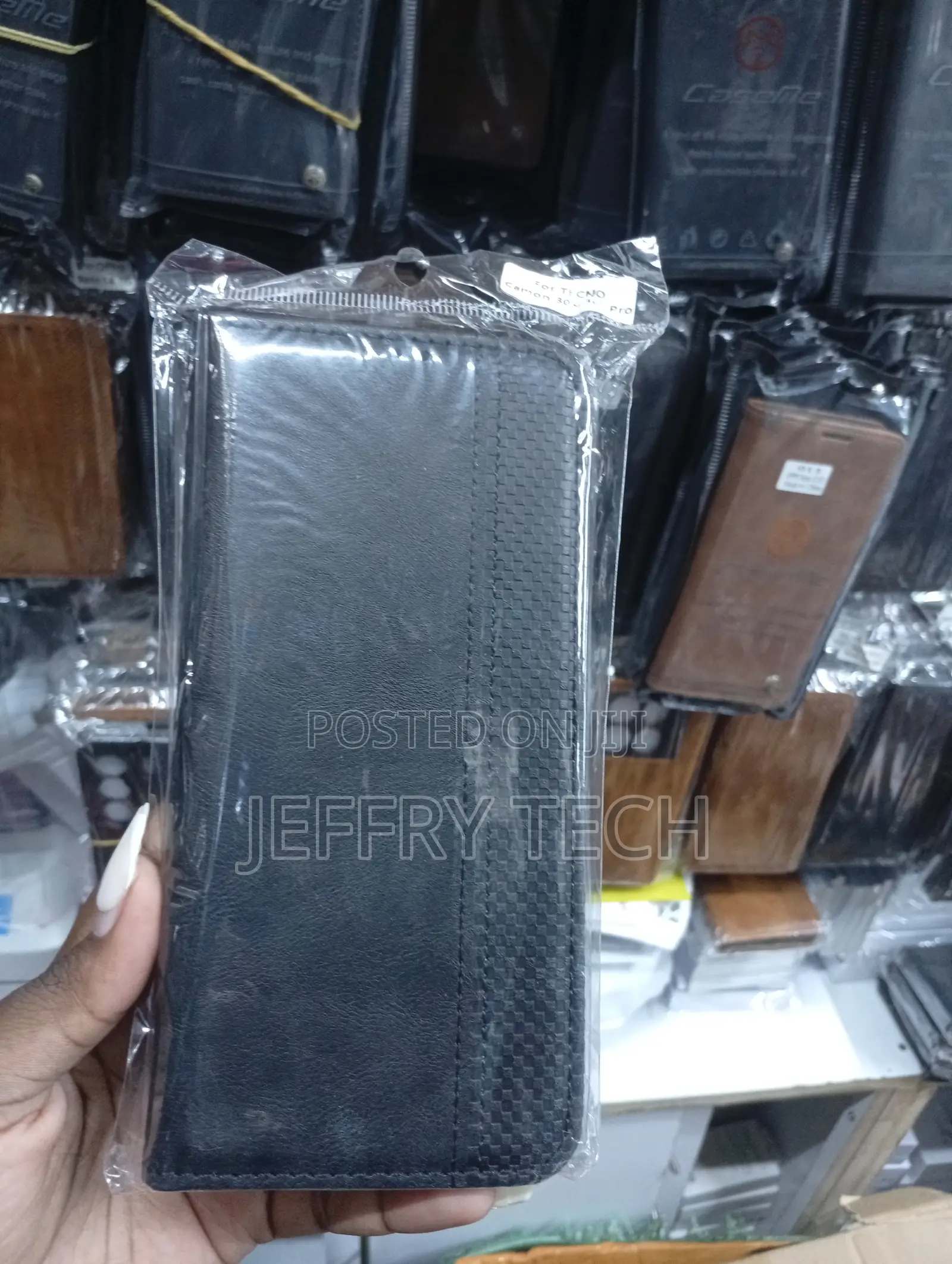 Black Faux Leather Flip Wallet Phone Case.