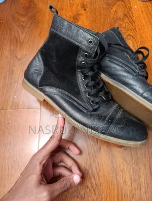 Black Leather Suede Boots