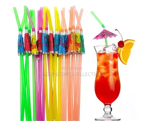 Cocktail Drink Straws With Umbrella (50pcs Packet)