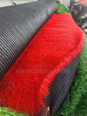 Pure Red Artificial Grass Carpets 35mm High Density