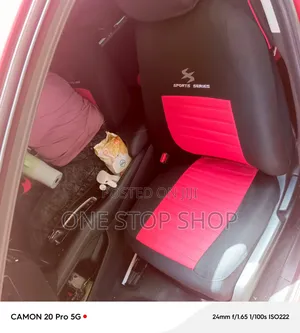 5 Seater Fabric Seat Cover With Black and Prominent Red Central Panel