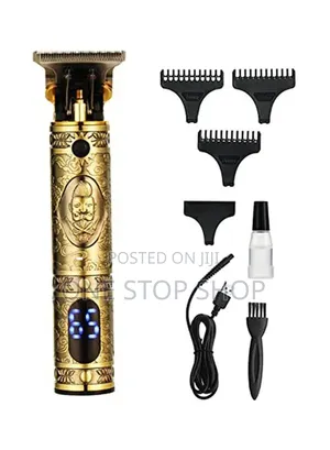 Gold T_9 Blade Hair Trimmer Vintage Carving Design Wit Digital Display