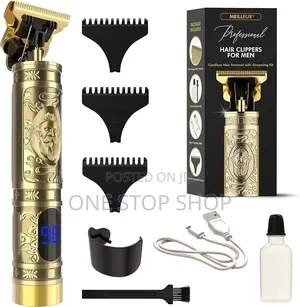 T_9 Electric Trimmer With Ornate Gold Handle Digital Battery Display