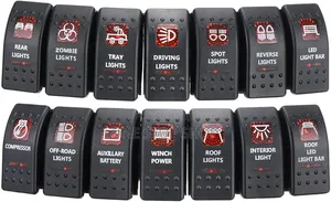 14pc Waterproof Rocker Switches 4car,Marineuse, With Backlight Icon