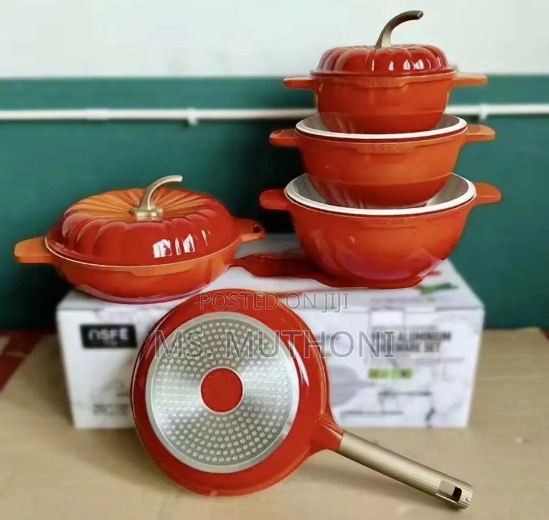 9-Piece Osfe Aluminium Cookware Set in Pumpkin-Shaped Design.