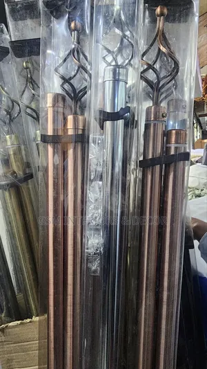 Brown Curtains in Double Curtain Rods for Sheers and Curtains