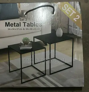 2-Piece Coffee Table End Table Set – Engineered Wood Metal