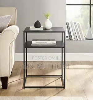 Metallic Side, Bedside, Coffee End Table – Square With Shel