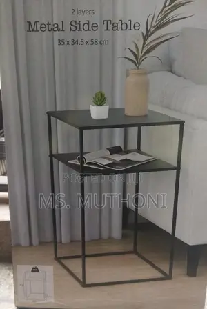 Metallic Side, Bedside, Coffee End Table – Square With Shel