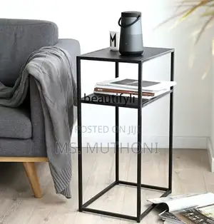 Metallic Side, Bedside, Coffee End Table – Square With Shel