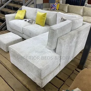 Silver Lounge L-Shape Sofa (5 Seater) + Ottoman