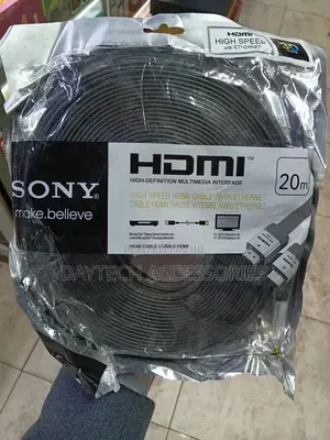 20-Meter Sony Flat High Speed Hdmi Cable With Ethernet in Black.