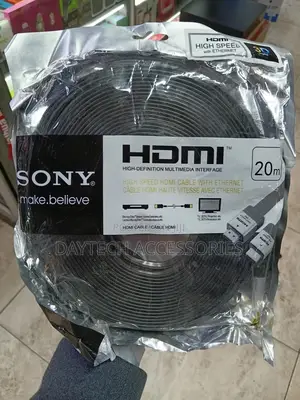 20-Meter Sony Flat High Speed Hdmi Cable With Ethernet in Black.