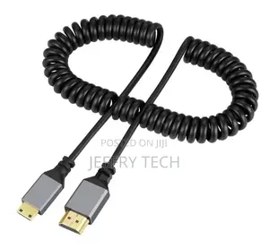 Mini Hdmi to Standard Hdmi Coiled Audio Video Cable at 60hz