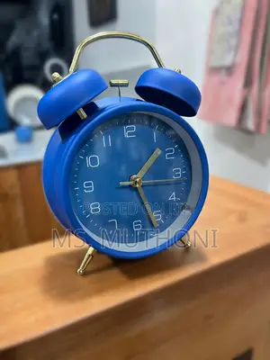 Blue Twin-Bell Analog Alarm Clock