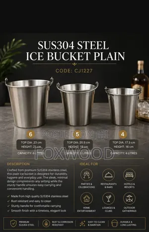 Steel Ice Bucket With Handle 1.1l