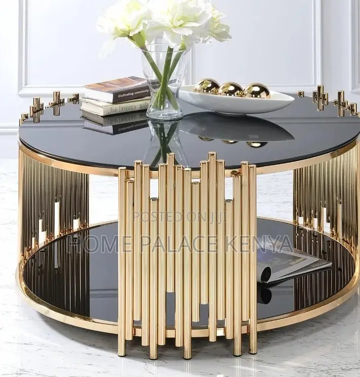 Coffee Table: Stainless Steel Frame Glass Top Coffee Table