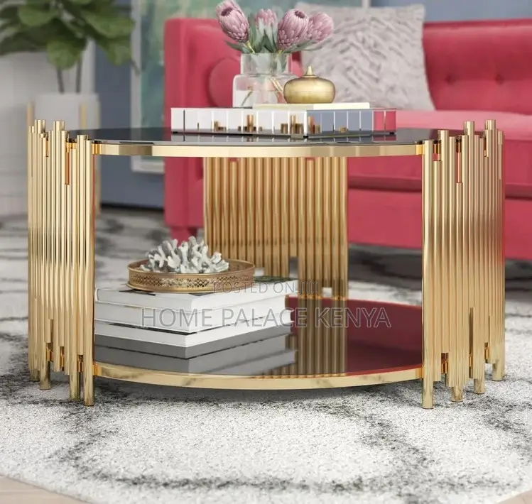 Coffee Table: Stainless Steel Frame Glass Top Coffee Table