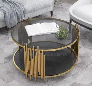 Coffee Table: Stainless Steel Frame Glass Top Coffee Table
