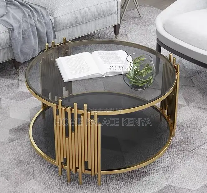 Coffee Table: Stainless Steel Frame Glass Top Coffee Table
