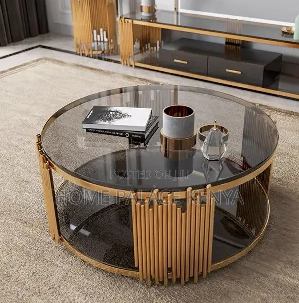 Coffee Table: Stainless Steel Frame Glass Top Coffee Table
