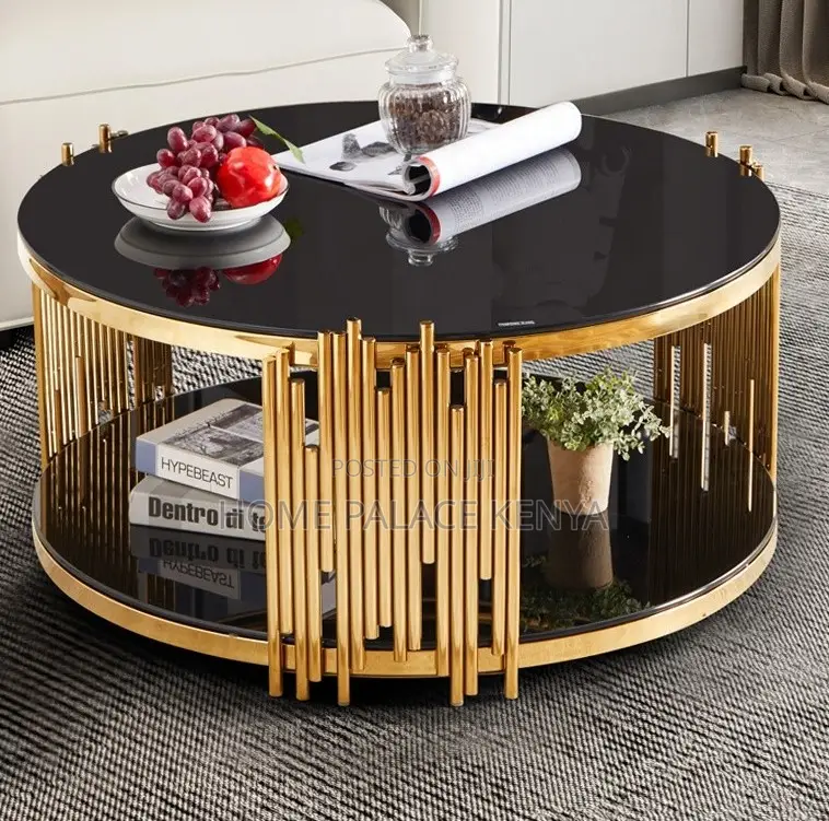 Coffee Table: Stainless Steel Frame Glass Top Coffee Table