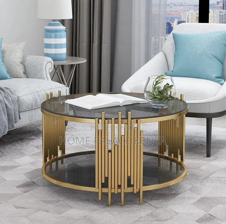 Coffee Table: Stainless Steel Frame Glass Top Coffee Table