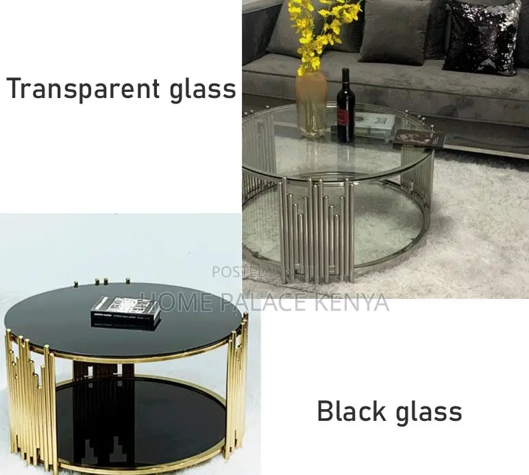 Coffee Table: Stainless Steel Frame Glass Top Coffee Table