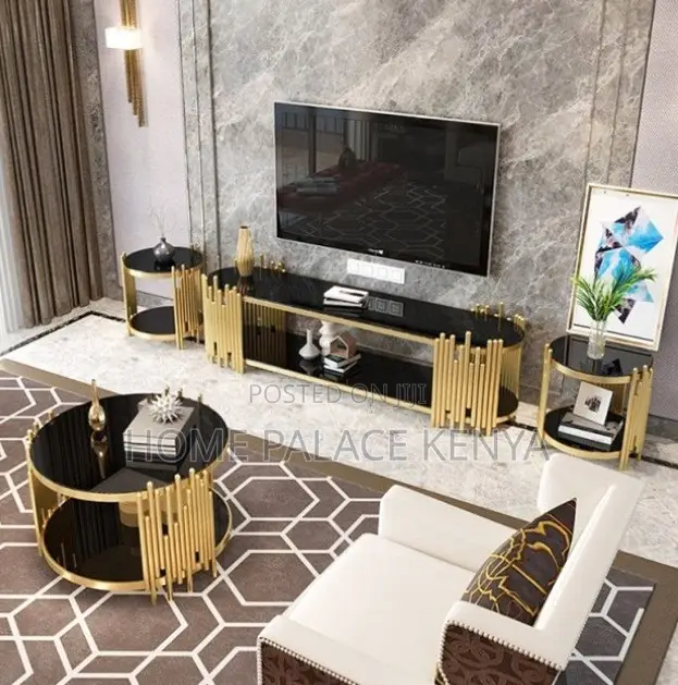 Coffee Table: Stainless Steel Frame Glass Top Coffee Table