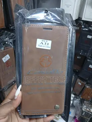 Samsung Galaxy A31 Matte-Finish Brown Debossed Caseme Text Logo Cover