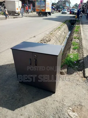 Gray Wooden Office Cabinet