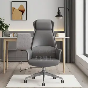 Office Chair : Executive Grey Ergonomic Office Leather Chair