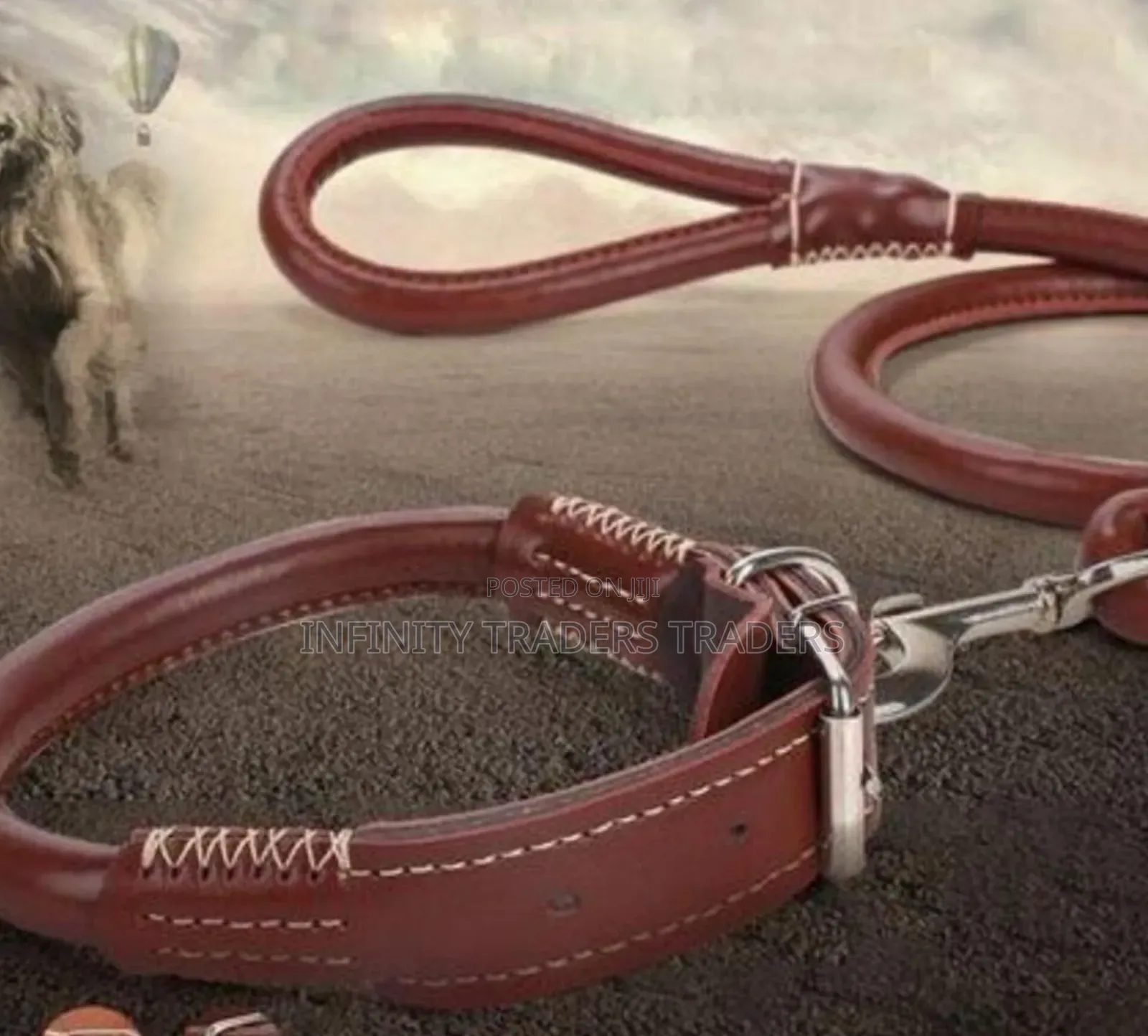 Complete Set Easy Grip Rolled Up Leather Dog Collar