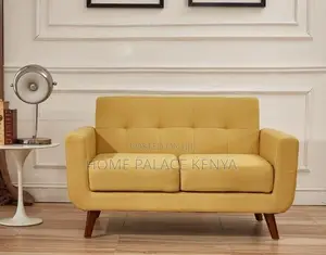 Home Sofa: 2 Seater Fabric Sofa With Wooden Legs