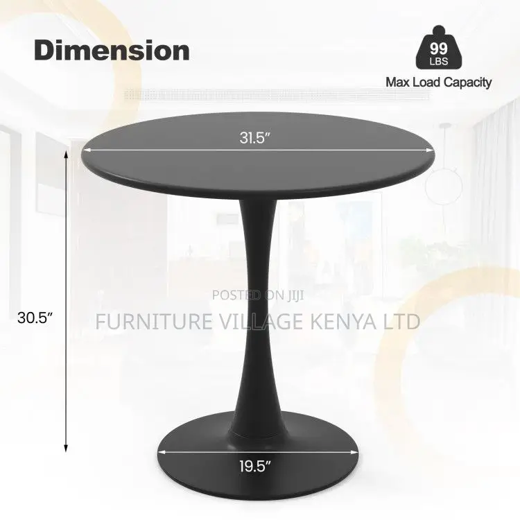 Black Marble Eames Round Restaurant Dining Table