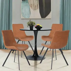 Black Marble Eames Round Restaurant Dining Table